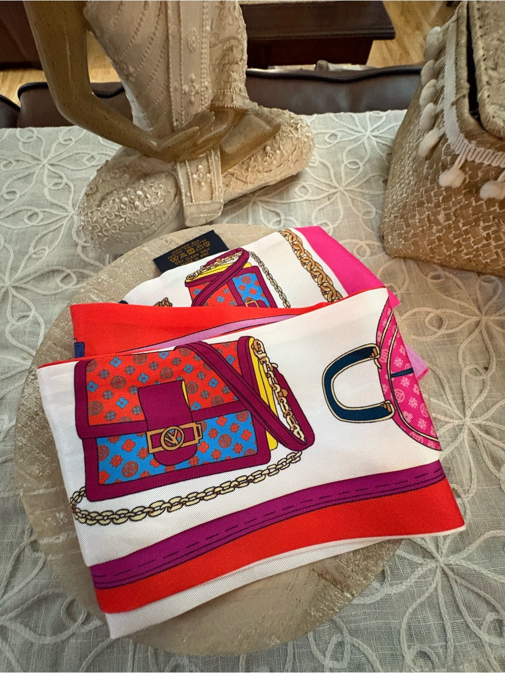 Silk-Feel Printed Scarf / Bag Twilly
